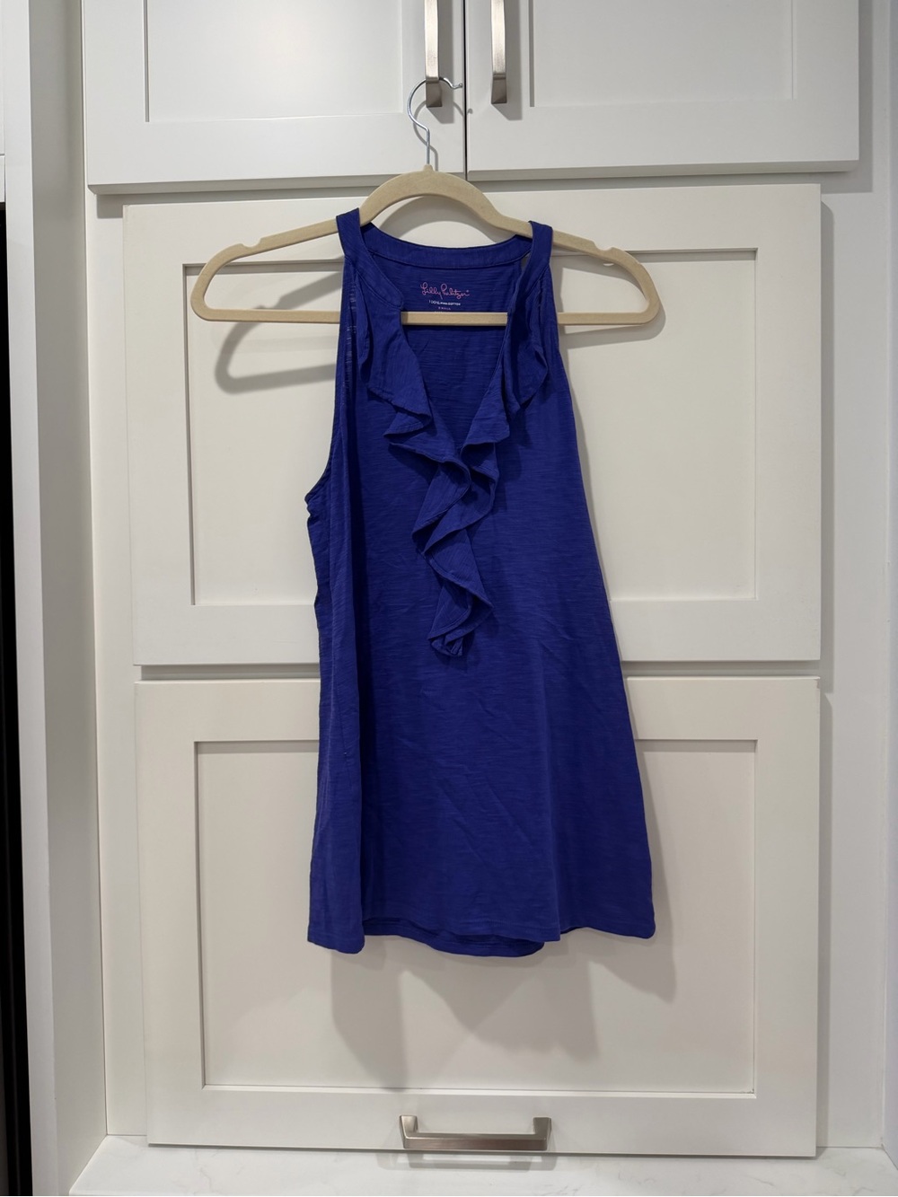 Lilly Pulitzer Cobalt Blue Ruffle Front Tank
